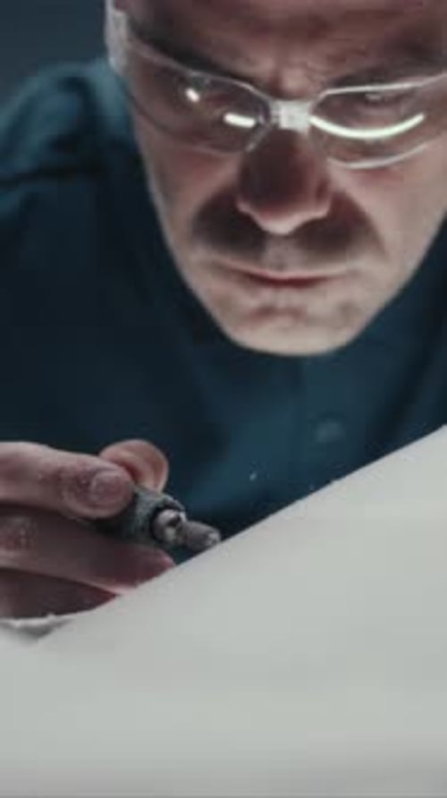 Un concepteur automobile expérimenté avec des lunettes travaille en étroite collaboration sur le modèle de voiture prototype