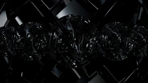 Abstract Dark Fluid Spheres Seamless Loop Background