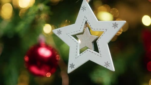 Christmas Tree Ornament with Festive Holiday Lights