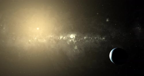 Neptune with the Sun at Background