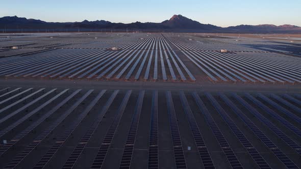 Solar Power Plant, Aerial View of Massive Arrays of Solar Panels in ...