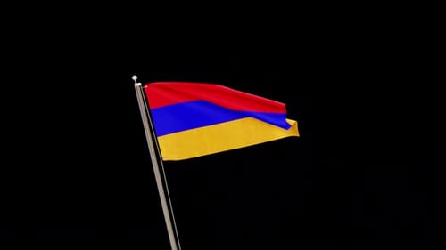 Realistic Armenian National Flag Waving Animation on Alpha Channel