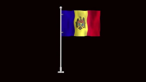 Waving Flag of Moldova with Realistic Animation
