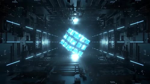 Abstrakte 4K-Animation einer rotierenden Glaswürfelschleife