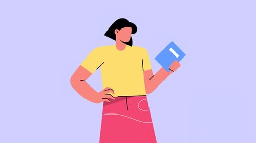 Flat Design Animation of a Person Reading a Book
