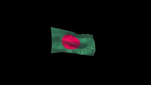 Realistic Bangladesh Flag Waving Against Black Background