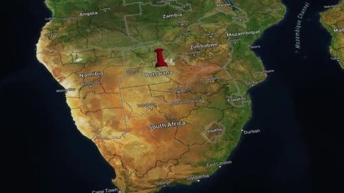 Animated Location Pin Drop on Digital Map of Africa