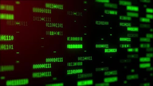 Digital Binary Code, Animation Abstract Data Transfer Background. Futuristic Binary Code 0,1