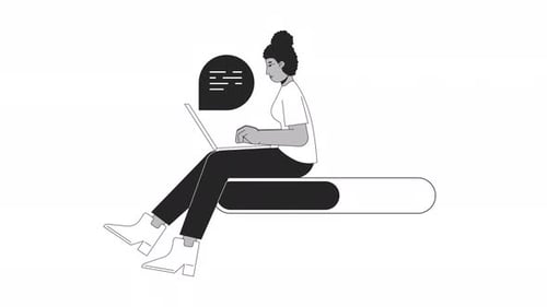 Programmer Typing Laptop Bw Loading Bar Animation