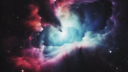 Abstract Space Nebula Animation with Colorful Gas and Stars