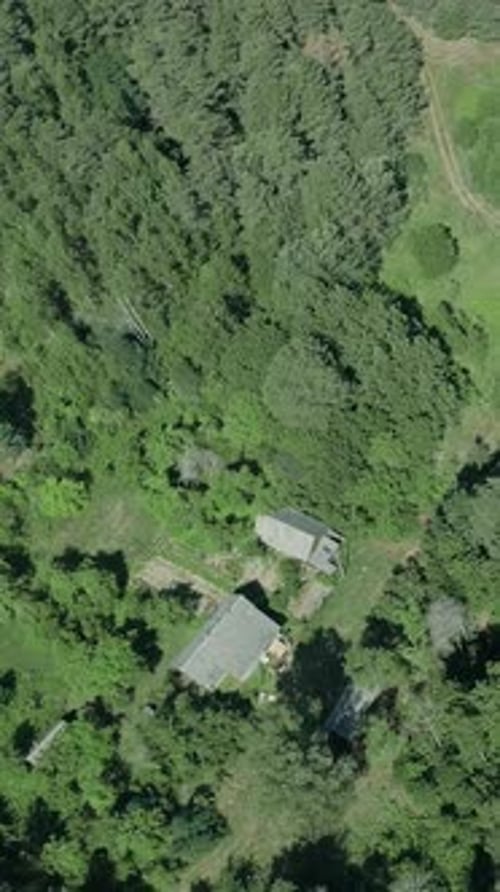 Countryside Farmstead in a Nature Aerial View Beautiful View From Height on a House Near the Field