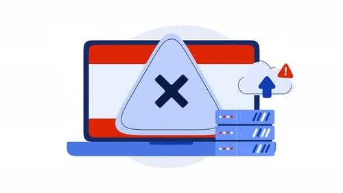 Animated Flat Design Icon for Server Cloud Data Error