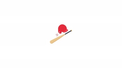 Animated Cricket Bat And Ball With Helmet On White Background