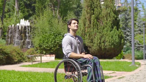 Young Adult in Wheelchair Enjoys Sunny Park