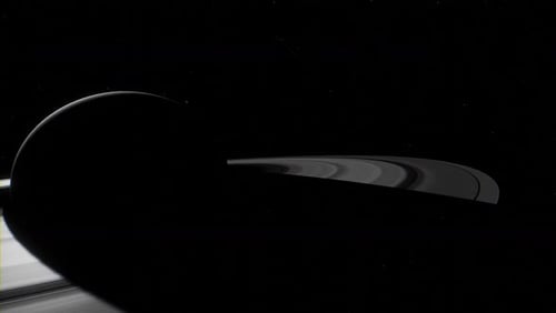 Rotating Planet with Rings in Deep Space Animation