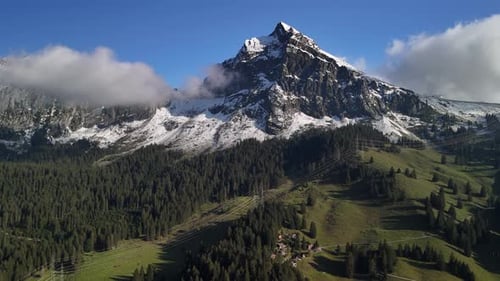 Glarus Swiss Alps Switzerland mountains, aerial Fronalpstock snowy peak