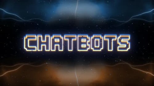 Chatbots Neon Text With Retro Style Background