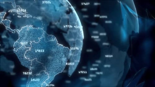 Futuristic Digital Earth Globe with Data Network Animation