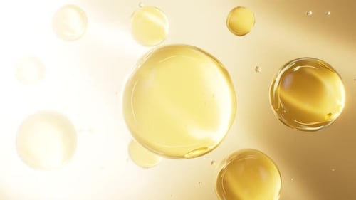 Floating Golden Oil Bubbles Abstract Background Animation