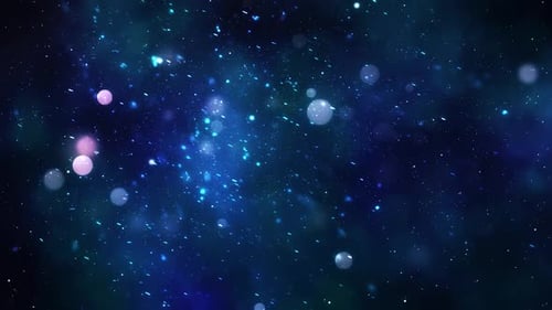 Dynamic Abstract Sparkling Particles with Blue Bokeh Light Background