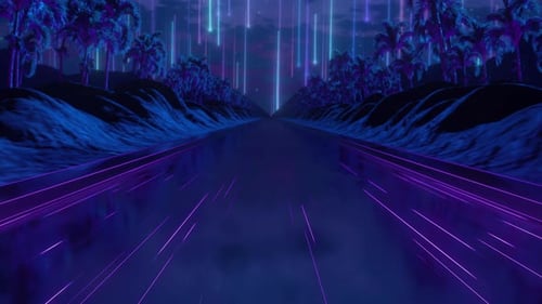 Loop Background Neon Retro Wave 80s Style