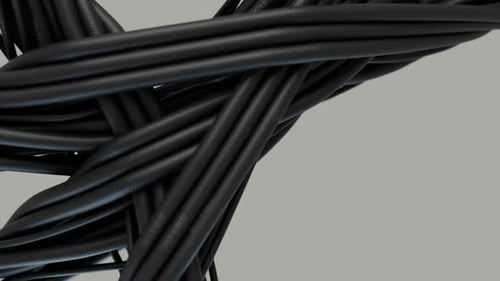 Close-Up View Of Numerous Flexible Black Cords