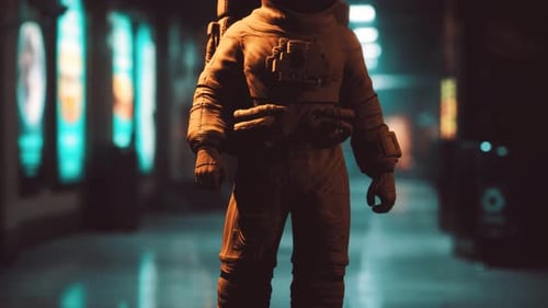 Astronauta en el metro subterráneo