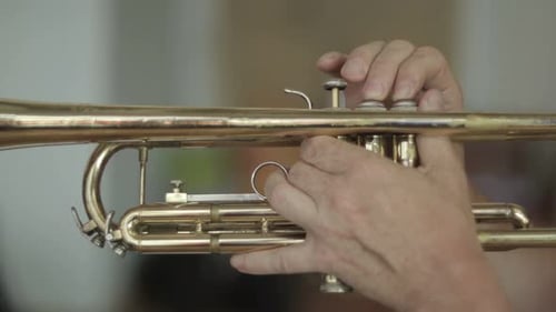 Playing the Trumpet Closeup
