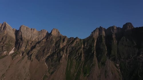 Beautiful mountain range with sunrise colors in the Alps