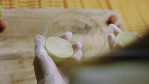 Preparing Lime for Juicing in the Kitchen