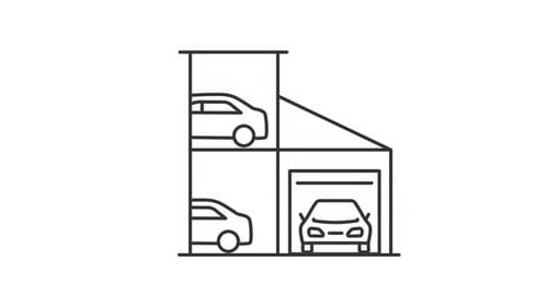 Animated Line Art Icon of Multi-Story Parking Garage