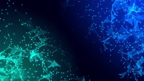 Digital technology backdrop green blue background concept, cyber technology plexus, abstract tech