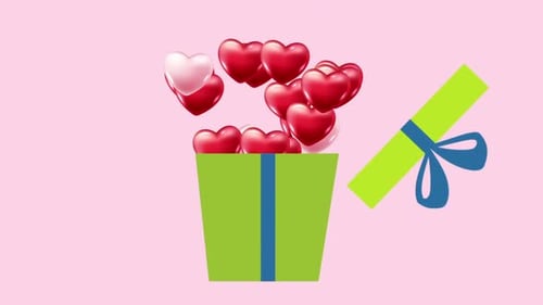 Animated Gift Box Reveals Flying Hearts