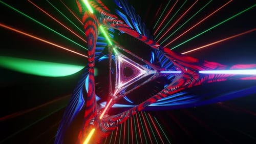 Close up of neon colored object with neon background. Looped animation