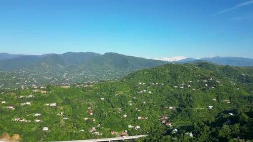 Aerial view of a green mountain