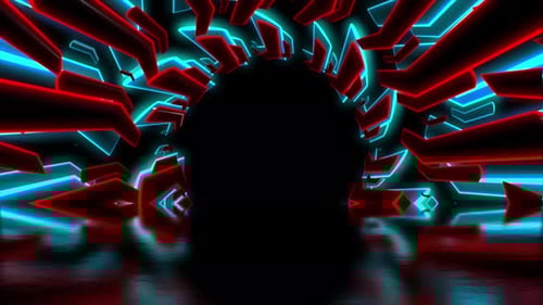 Geometric 3D Motion Graphics Background | Podium Techno Tunnel Portal | 4k