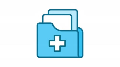 Icono de carpeta de registros médicos con símbolo de cruz de salud