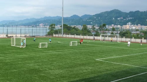 Soccer Field Workout with Goals in Urban Area