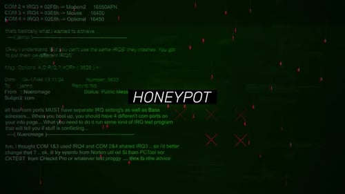 Texte Honeypot sur l'écran d'arrière-plan de piratage