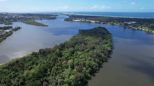 Aerial View Of Tweed River In New South Wales, Australia At Daytime - Drone Shot