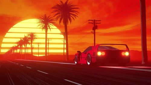 Synthwave Car Sunset Loop