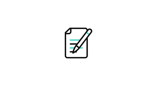 Animated Pen Writing on Document Flat Design Icon