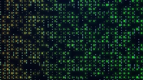 Computer Binary Number Animation. High Tech Computer Data Animation Background. Digital Computer