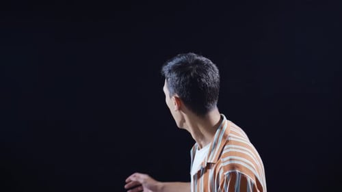 Depressed schizophrenic man is having hallucinations.