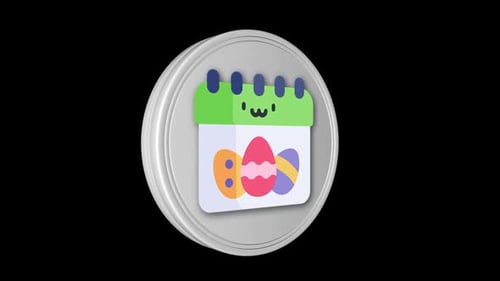 Animated Easter Calendar Icon with Colorful Eggs