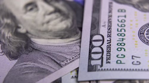 Hundred Dollar Bills Macro Close Up Footage