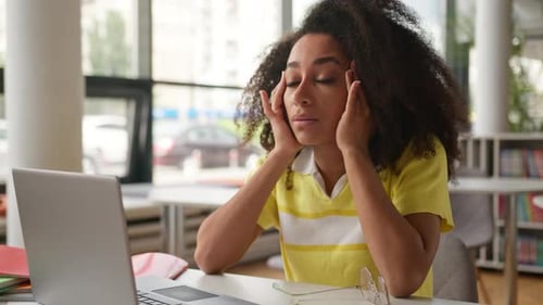 African American Student Girl Woman Female Lady Teen Business Woman Businesswoman Tired Ill Stress
