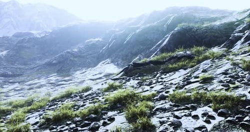 Majestic Rocky Landscape Bathed in Soft Morning Light