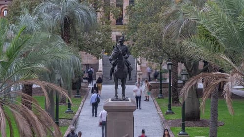 Time-lapse fast motion capturing off-work rush hours at Anzac square downtown central business