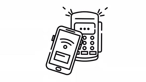 Dual Approval Mobile POS Payment Line Art Animated Looping Video Alpha Channel Icon